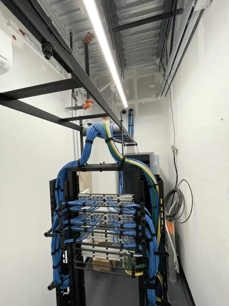 High-density commercial structured cabling rack